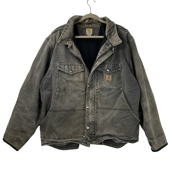 Carhartt Berwick Jacket 101230 001 Men 2XL TALL Fleece Lined Sandstone Black VTG